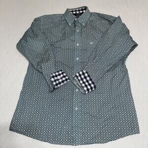 Ariat Tek Polo Shirt Mens Relentless All Over Print Size Medium Flip Cuffs